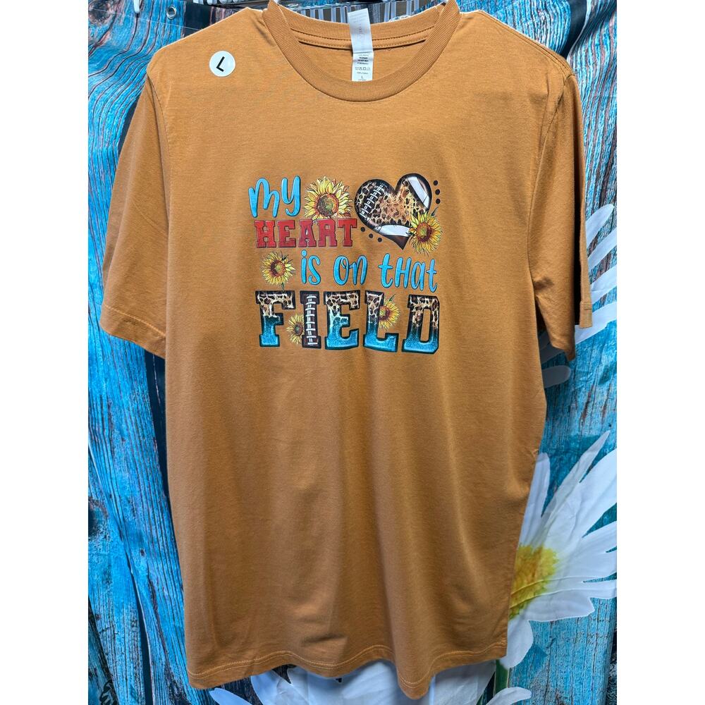 My Heart is On That Field Graphic Brown Tshirt